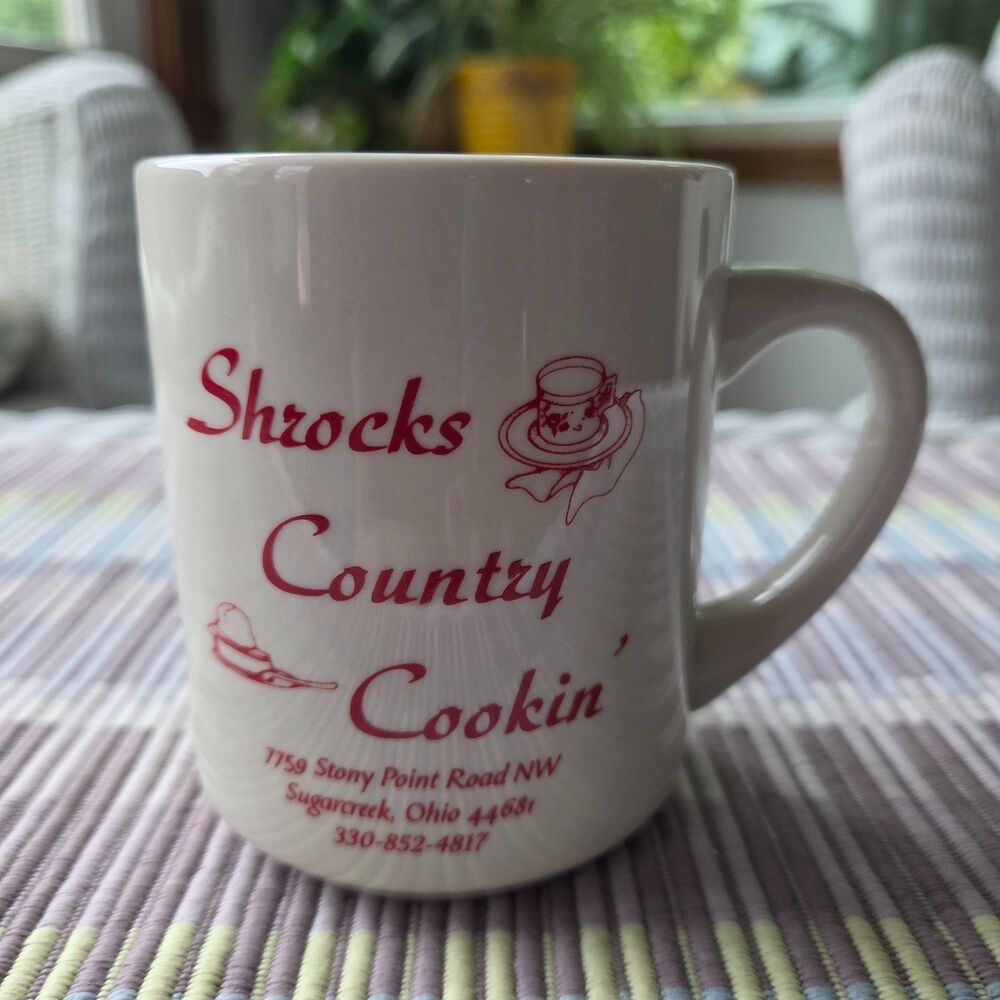 Vintage Shrock's Country Cookin' Ceramic Advertising Restaurant Coffee Mug Ohio